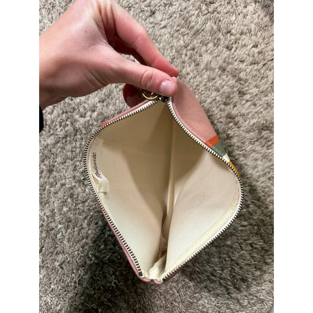 Madewell Canvas Striped Makeup Bag Tassel Zipper Pouch Boho Travel‎ Toiletry